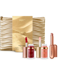 Conjunto de presente de beleza para lábios e bochechas golden oasis essential